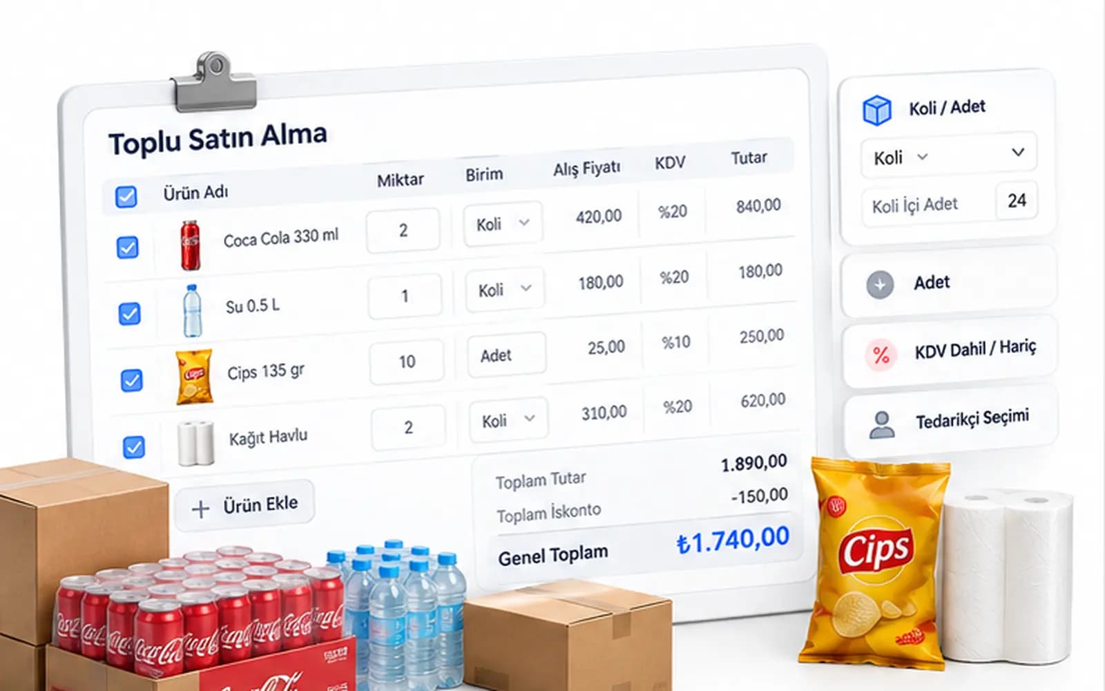 Toplu Satın Alma, Koli ve Adet Bazlı Stok Girişi